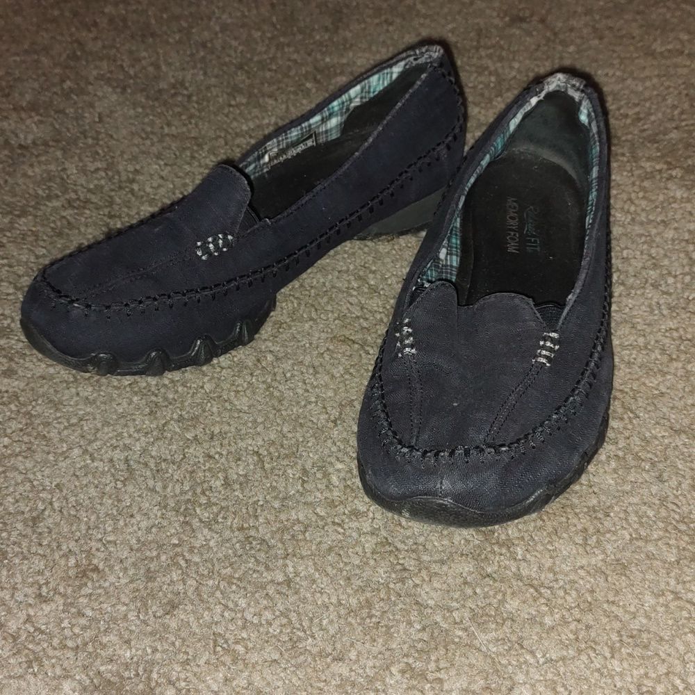 Skechers 489944 Black Relaxed Fit Memory Foam Slip On Bikers - Cross Walk Sz 7.5